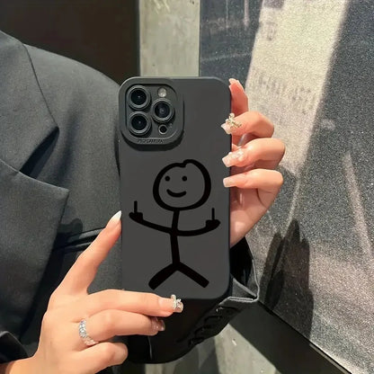 Cute Cartoon Matchman Matte Silicone Phone Case For iPhone 16 11 12 13 14 15 17 Pro Max XR XS X 7 8 Plus SE2 16E Soft Back Cover