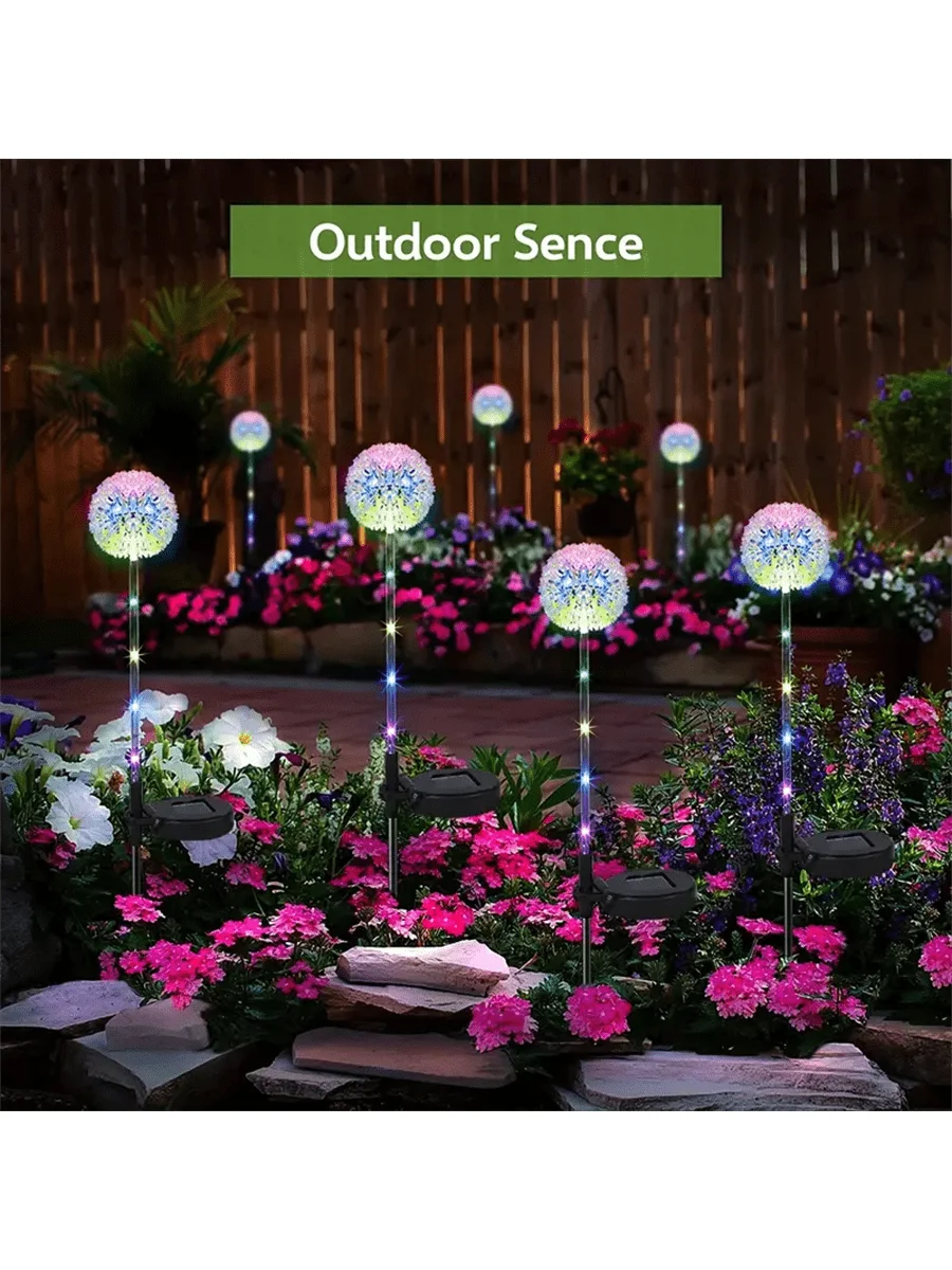 1PC/2PC 1 Head/3 Head Solar LED Dandelion Outdoor Ground Mounted Light, Suitable for Courtyard, Garden, and Landscape Decoration