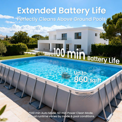 Refurbished AIPER Scuba SE Cordless Pool Cleaner Pool Vacuum with 90-Min Runtime, Smart Self-Parking, Lightweight, Pool Vacuum for Above Ground Flat Pools up to 860 Sq.ft, Starry Gray & Teal
