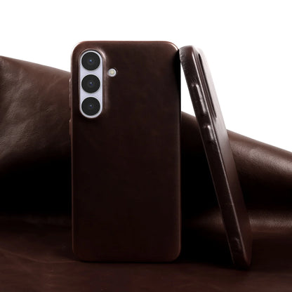 Premium Genuine Leather Back Case For Samsung Galaxy S25FE S26 S25Ultra S24 S23 S22 Business Full Covered Protective Phone Cases