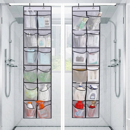 12 Pockets Over the Door Shoe Organizer Large Mesh Pockets With 2 Hooks Transparent Fabric Shoe Rack Storage Bag For Bedroom