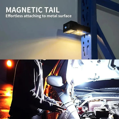 MINI USB Rechargeable LED Flashlight Portable Tail Magnet Work Light Super Bright Camping Lantern Side COB Emergency Torch Light