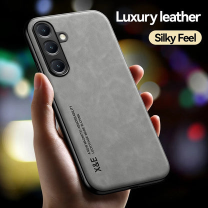 Luxury Leather Ultra Thin Phone Case For Samsung Galaxy S26 S25 S24 S23 S22 S21 Ultra Plus Silky Feel Soft Cover For Car Holder