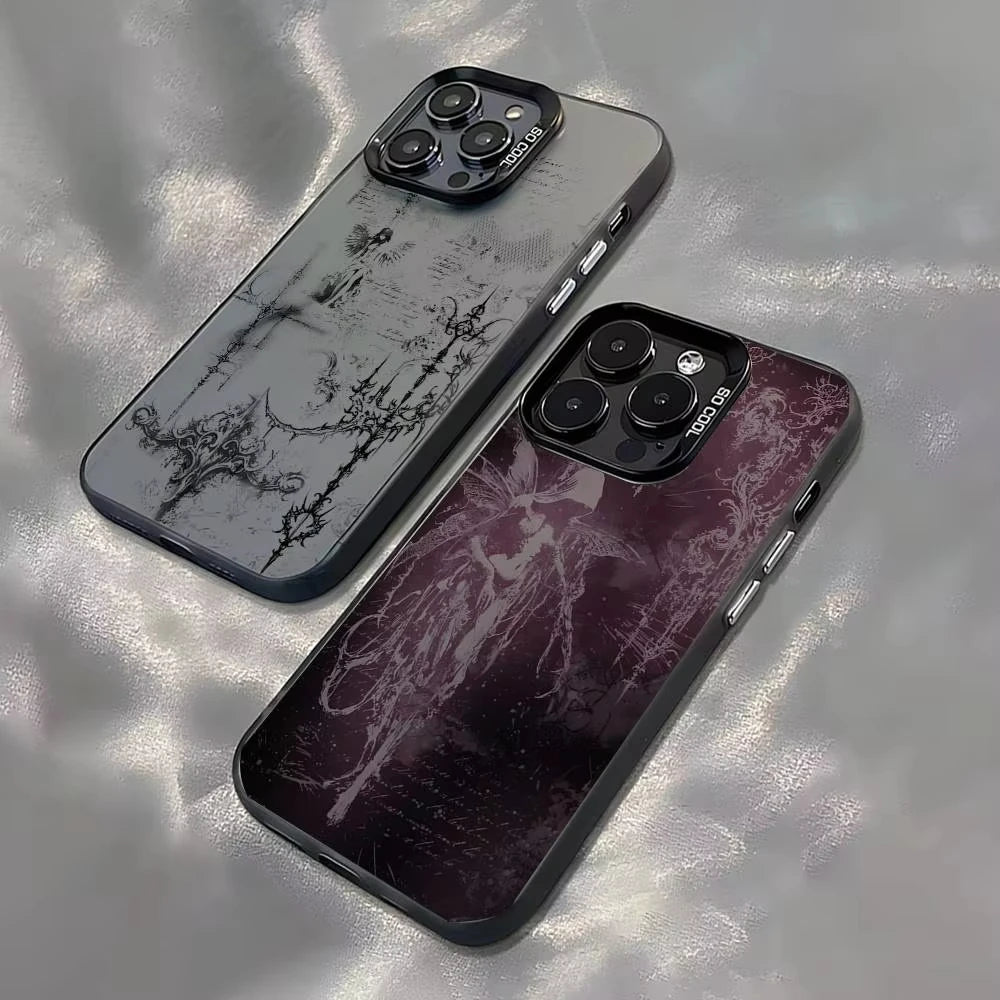 Cybersigilism Gothic Coquette Acrylic Silicone Hard Cover Frosted Case for iPhone 17 Air 16 E 15 14 Plus 13 12 Mini 11 Pro Max