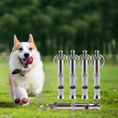 Adjustable Pitch Dog Whistle with Keychain for Training & Recall