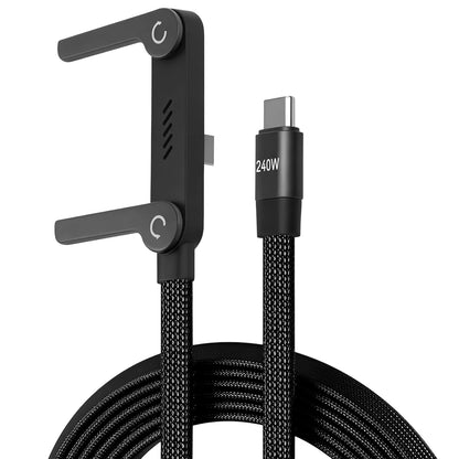 240W Super Fast Charging Data Cable 2-in-1 Folding Stand For IPhone 15-17 For Android Holder Charger Cable C To C, USB To C