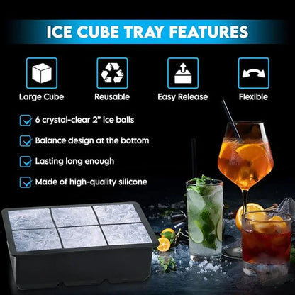 SoftAura 4/6/8/15/160 Grid Large Silicone Ice Cube Tray Food Grade Jumbo Ice Maker Mold Square Ice Tray for Home Kitchen DIY