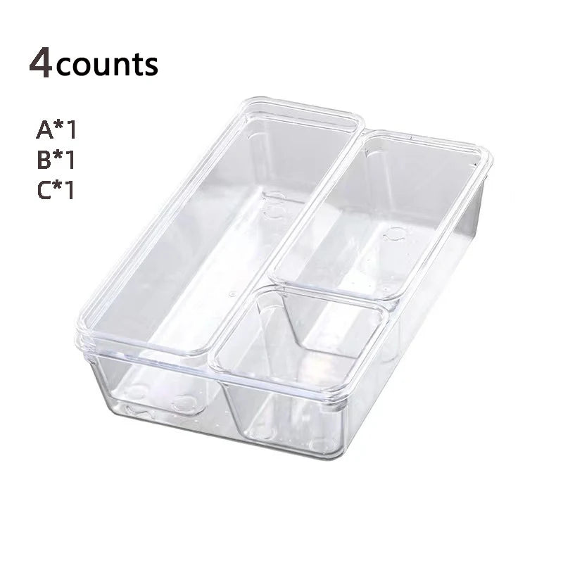 28 PCS Clear Drawer Organizers Set 4-Size Versatile Bathroom and Vanity Drawer Organizer Trays Storage Bins for Bedroom Kitchen