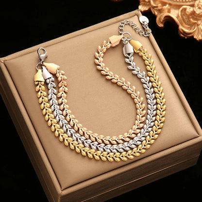 EILIECK 316L Stainless Steel Twisted Bracelet – 18K Gold Plated Wrist Chain, Waterproof Trendy Bangle for Women
