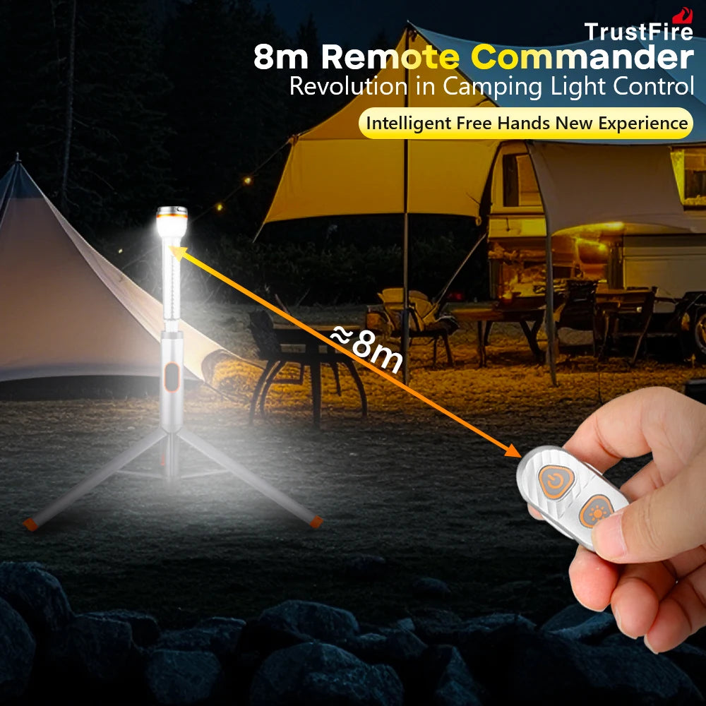 Trustfire WL22 Flashlight 1900MM Telescopic Camping Lights 2200mAh Lanterns With Remote Control Light for Outdoor Car Repair