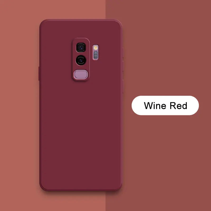 Square Liquid Silicone Back Cover for Samsung Galaxy S9 Plus Camera Protective Soft Shockproof Phone Case SamsungS9 S9Plus Funda