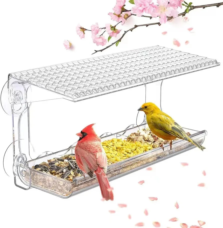 Window Bird Feeder Outdoor Transparent with Strong Suction Cup Automatic Feeding Leak-Proof Design Courtyard Balcony Bird Feedin
