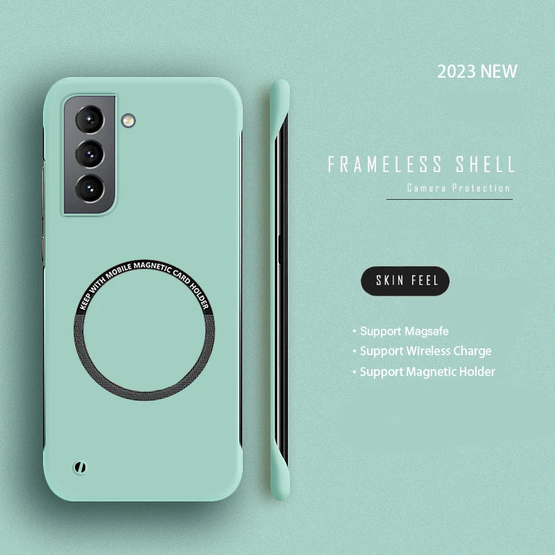 Ultra Slim PC Frameless Magnetic Phone Case For Samsung Galaxy S24 S23 S22 S21 S20 FE Plus NOTE 20 Ultra Magsafe Matte Cover
