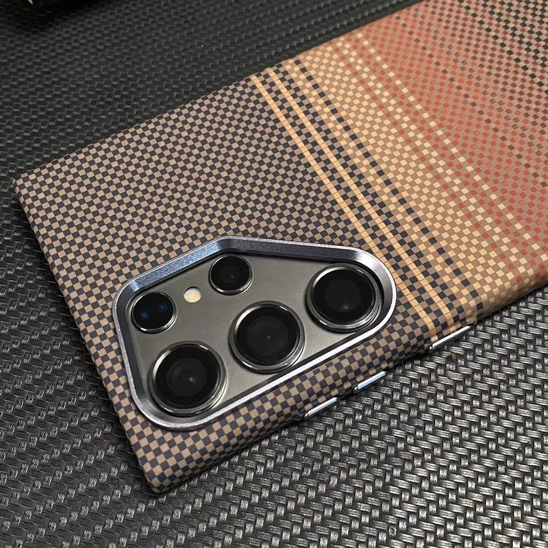 For Samsung Galaxy S26Ultra S26 S25 S24 S23 Ultra Plus Carbon Fiber Texture MagSafe Case Wireless Charging Alloy Lens Hard Cover