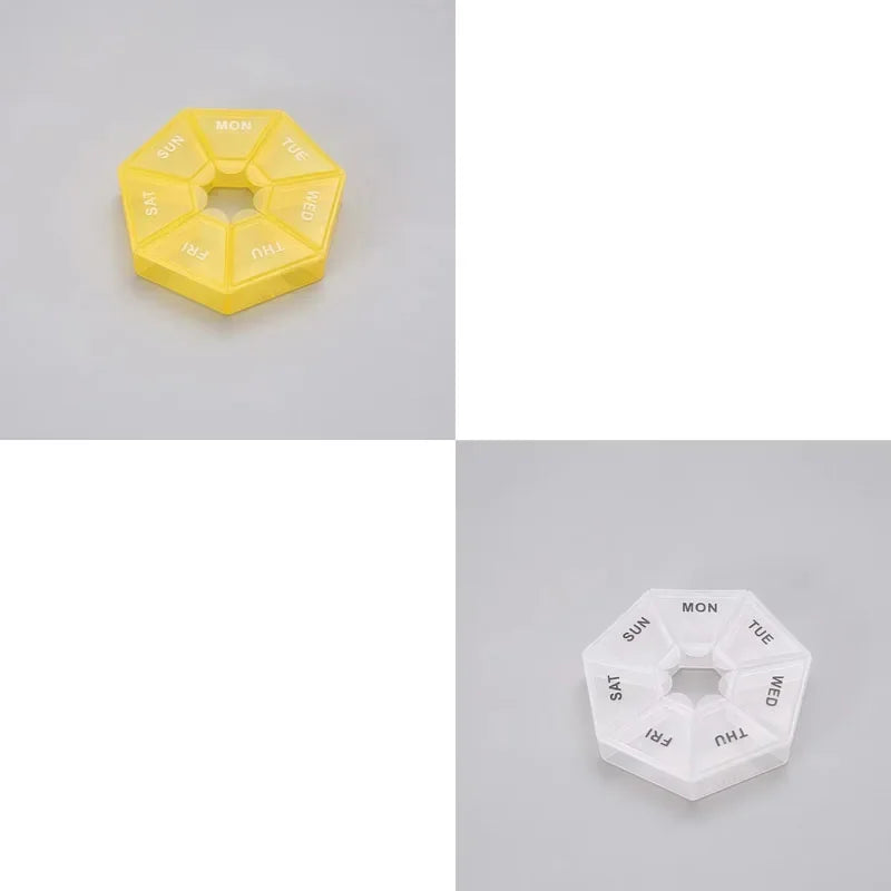 1/2/3Pcs A Week 7 Corners Pill Box Round 7 Boxes For One Week Small Pill Box Mini 7 Days Portable Points Medicine Jewelry Box
