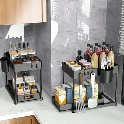 1/2PCS Under Sink Organizers And Storage, Large Capacity Heavy Load Pull-Out Under Sink Shelves With Sliding Drawer For Kitchen And Bathroom,Halloween Gifts