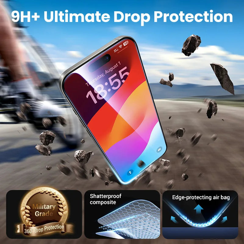UGREEN 2pcs for iPhone 16 Pro Max Glass Screen Protectors for iPhone 16 Plus Tempered Glass for iPhone 15 14 13 12 HD Film 16pro