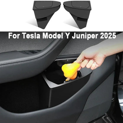 For Tesla Model Y/YL Juniper 2025 Front Door Storage Trash Can Car Door Storage Box Multi Functional Storage Box Car Accessories