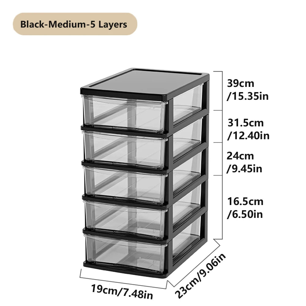 Clear Desktop Storage Box with Drawer Heightened Table Organizer Plastic Office storage cabinet  for Stationery cosmetics