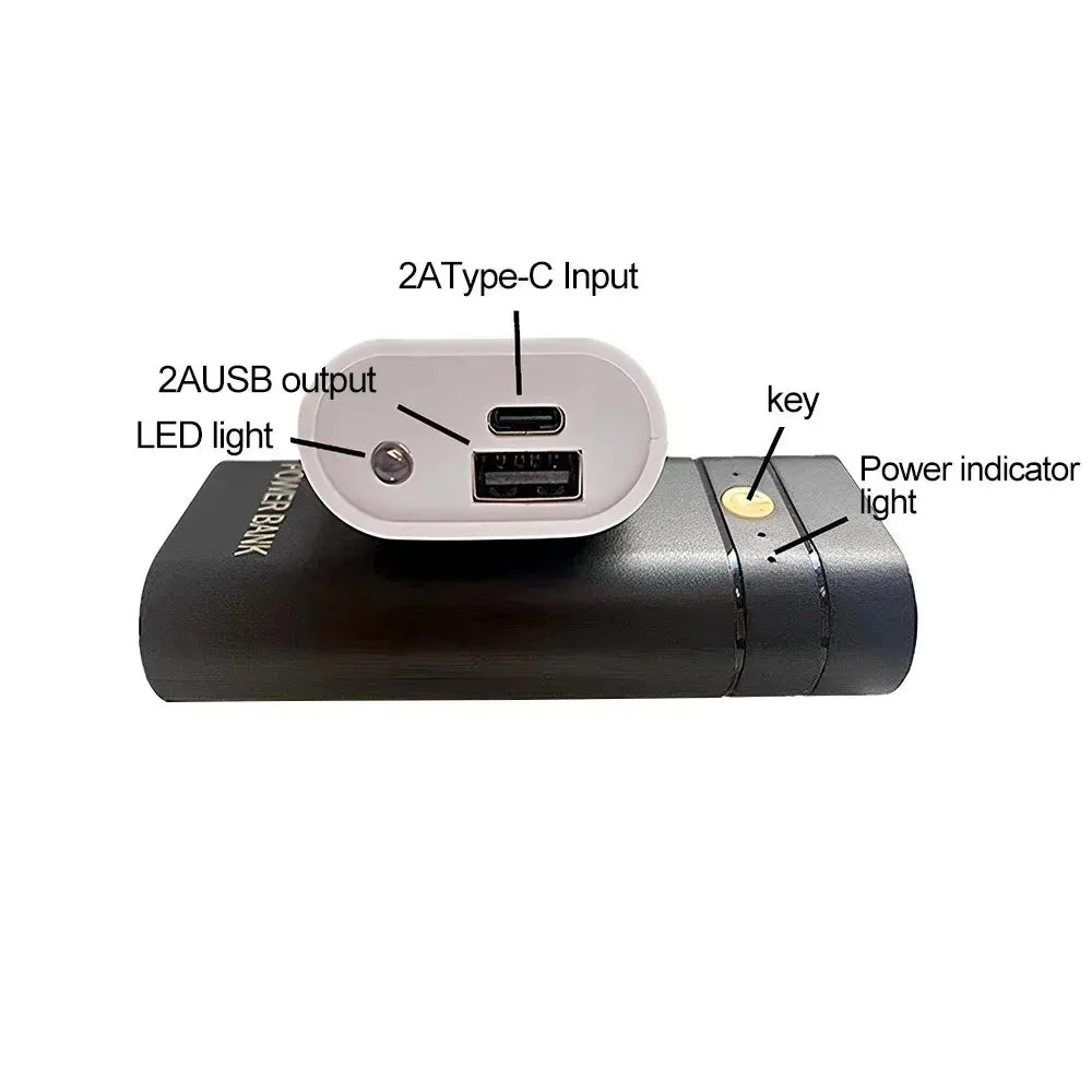 2 Slots 5V 18650 Power Bank Box Kit Fast Charging Power Bank TYPE-C USB Output Ports Plastic Shell Portable Battery Charger Case