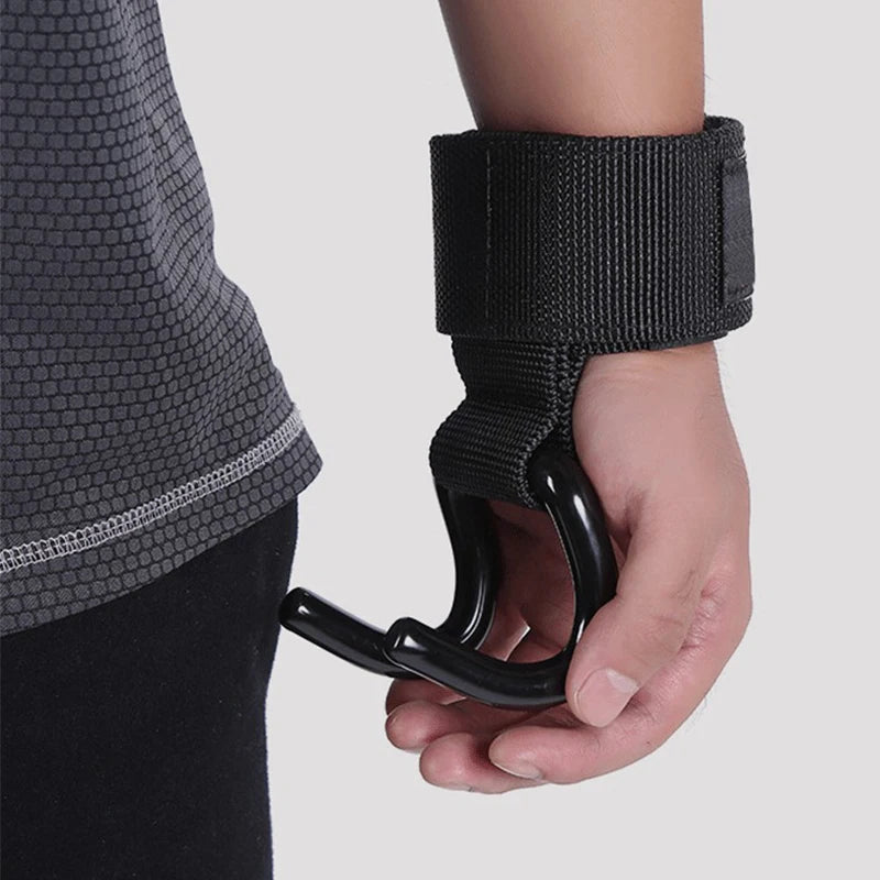 1PairWeight Lifting Hook Grips With Wrist Wraps Hand-Bar Wrist Strap Gym Fitness Hook Weight Strap Pull-Ups Power Lifting Glove