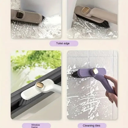 4 in 1 360° Rotating Hard Bristle Scrubber Multi-Purpose Tile Cleaning Brush with Clip Scraper for Bathroom Kitchen Floors