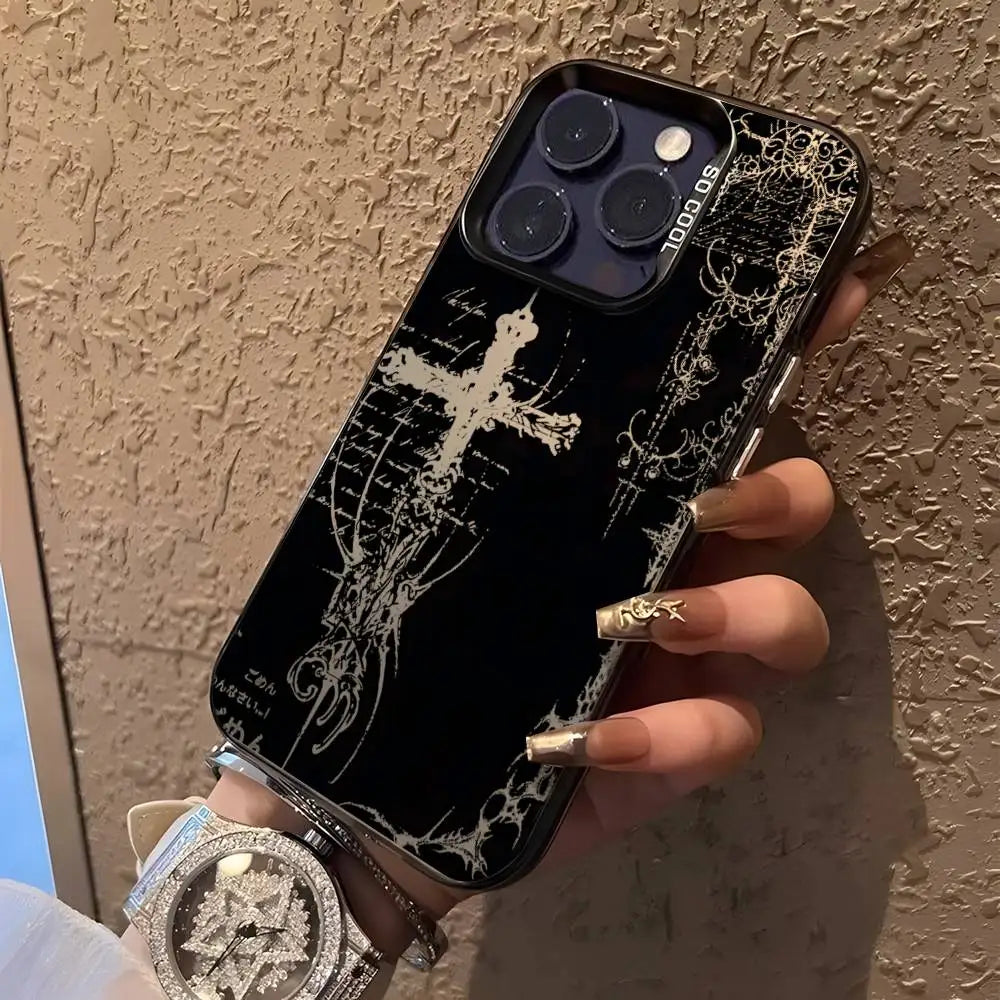 Cybersigilism Gothic Coquette Acrylic Silicone Hard Cover Frosted Case for iPhone 17 Air 16 E 15 14 Plus 13 12 Mini 11 Pro Max