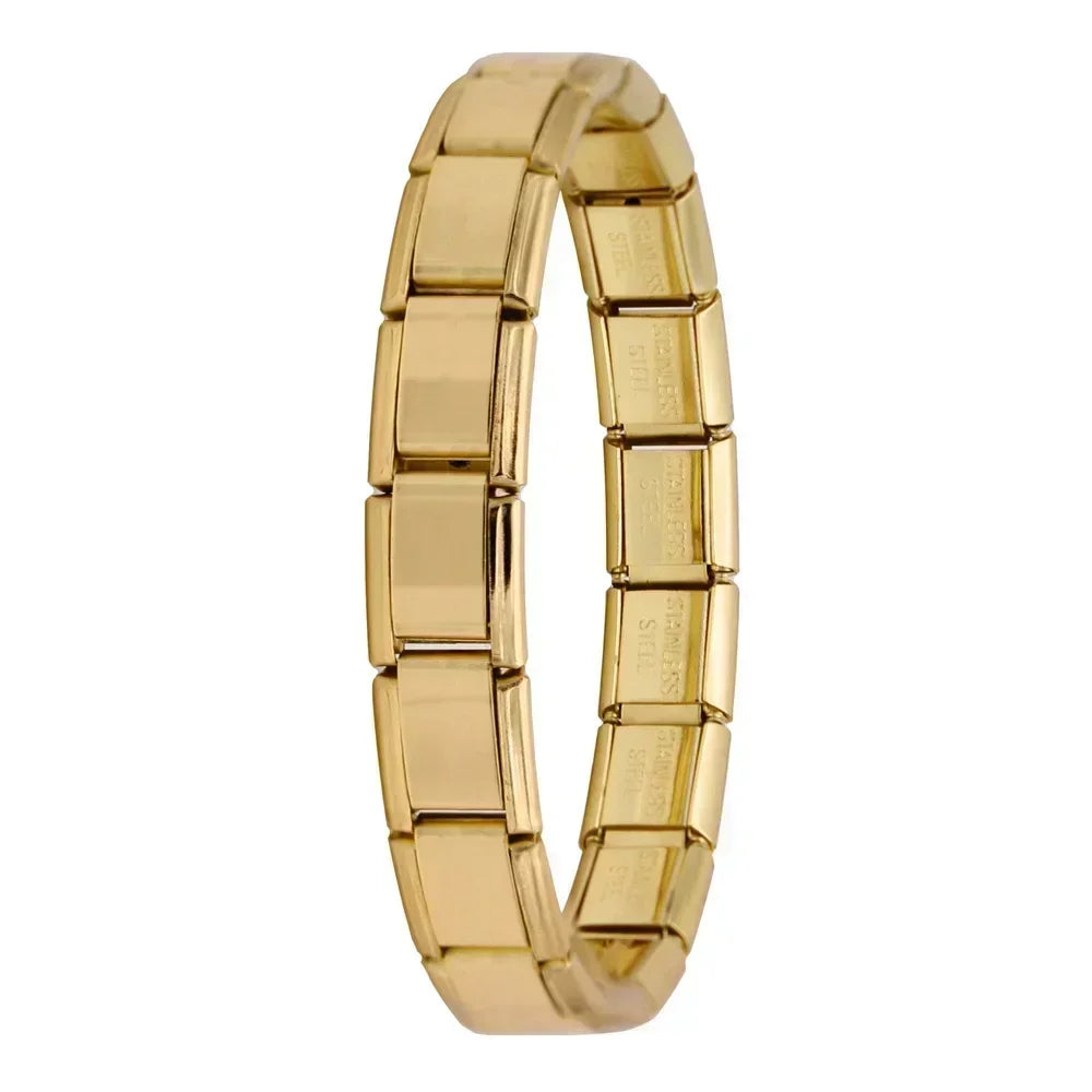 Hapiship Italian Elastic Charm Bracelet – 9mm Stainless Steel Fashion Bangle for Women & Men