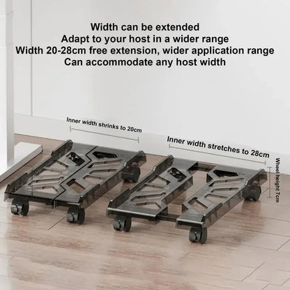 Adjustable Computer Tower Stand with Cooling Fan  Mobile CPU Holder 4 Rolling Casters  PC Floor Cart PC Riser Under Desk CPU