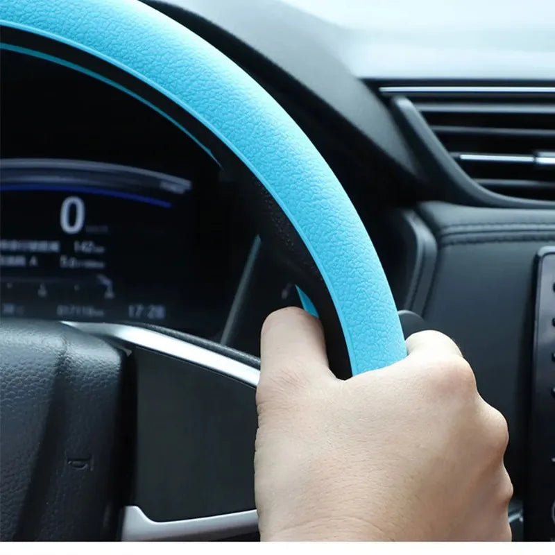 Non-Slip Silicone Steering Wheel Cover Summer Breathable Elastic Universal Fit 38cm Car Steering Wheel Protector Accessory