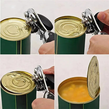 Multifunctional Manual Can Opener Stainless Steel Smooth Edge Tin & Bottle Opener Kitchen Tool