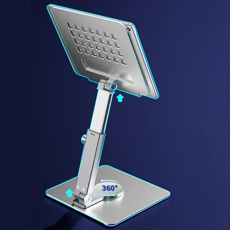 Aluminum Tablet Stand Desk Riser 360° Rotation Multi-Angle Height Adjustable Foldable Holder Dock For iPad Pro Air Xiaomi Table