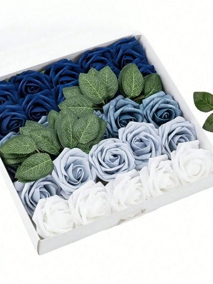25pcs/Set Artificial Foam Rose Flowers Realistic Fake Roses Stem For DIY Wedding Bouquets Centerpieces Bridal Shower Party Home Decorations
