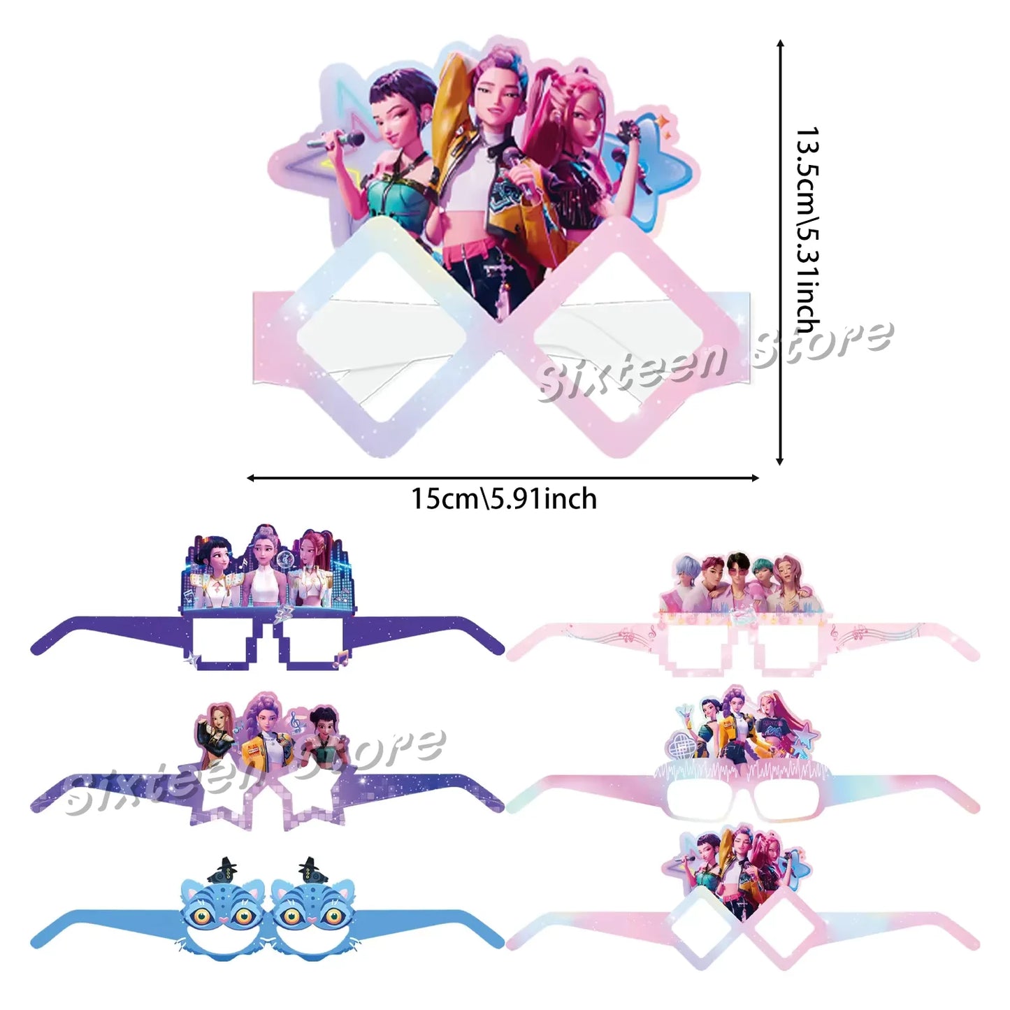 Hot K-pop Birthday Party Favors Cartoon Kids Gift -Reusable Straw Stamp sticker Bracelet Keychain Pin Badge Game Reward Souvenir