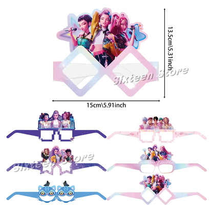 Hot K-pop Birthday Party Favors Cartoon Kids Gift -Reusable Straw Stamp sticker Bracelet Keychain Pin Badge Game Reward Souvenir