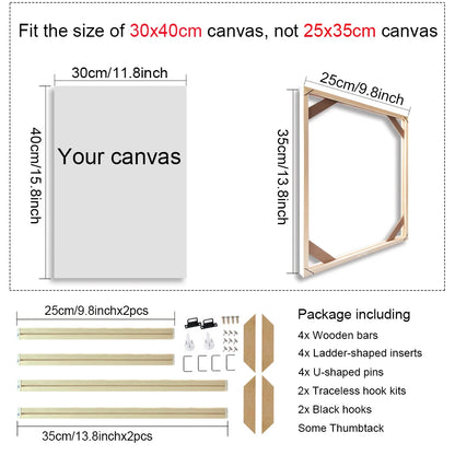 Various Sizes Canvas Frame Wooden Frames Natural Wooden Photo Oil Painting Canvas Diamond Painting Frames Canvas Wood Wall Frame