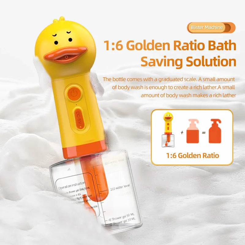 Automatic Pet Foam Dispenser, Yellow Duck Shaped Electric Foam Machine, USB Charging Pet Grooming Accessory