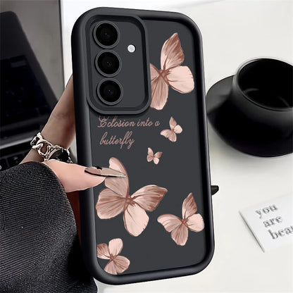 Gold Butterfly Soft TPU Case For Samsung Galaxy A57 A55 A17 A15 A56 A16 A35 A25 5G S26 S25 S24 S23 S22 Ultra S23 FE Phone Cover