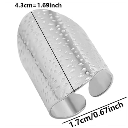 Stainless Steel Chunky Open Ring – Vintage Hollow Multi-Layer Design