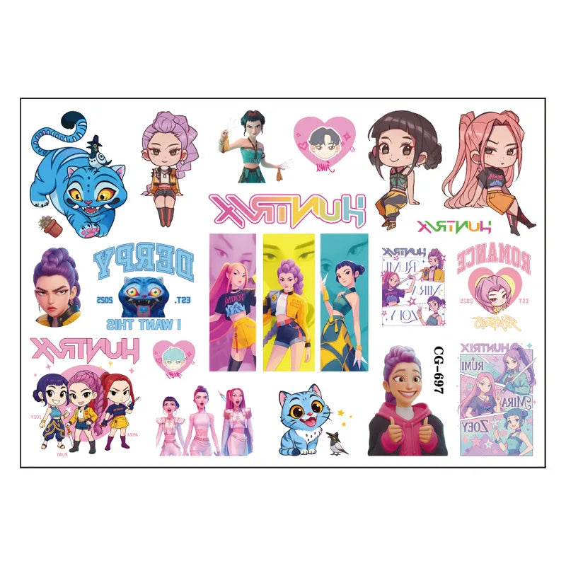 Hot K-pop Birthday Party Favors Cartoon Kids Gift -Reusable Straw Stamp sticker Bracelet Keychain Pin Badge Game Reward Souvenir