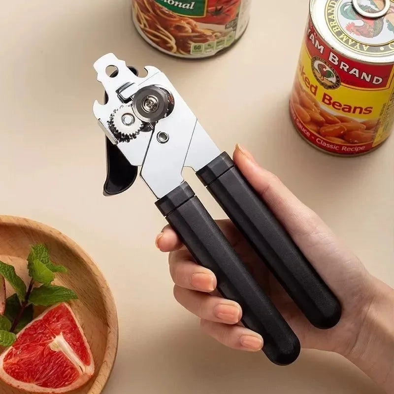 Multifunctional Manual Can Opener Stainless Steel Smooth Edge Tin & Bottle Opener Kitchen Tool