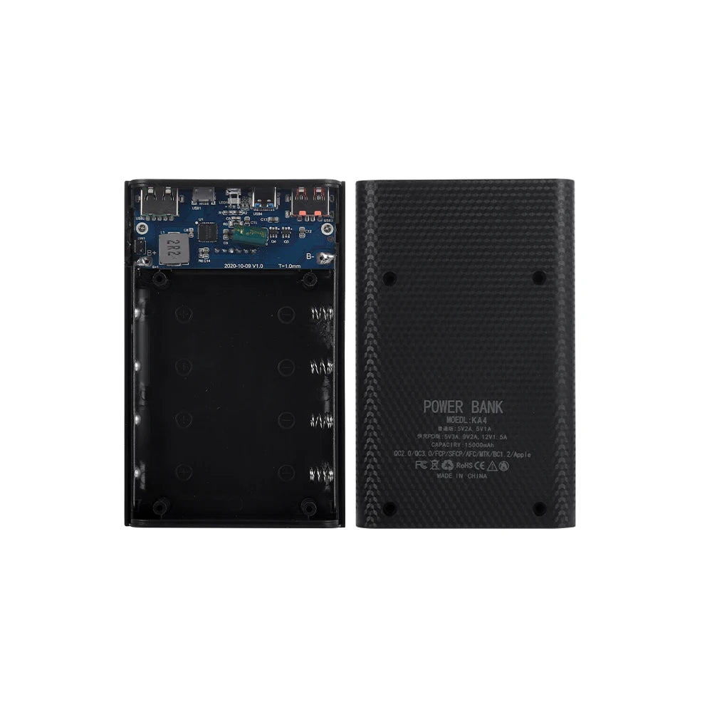 25W Battery Charge Storage Box Dual USB Micro Type C 18650 Power Bank Shell PD QC3.0 Quick Charge For Smartphone Without Battery
