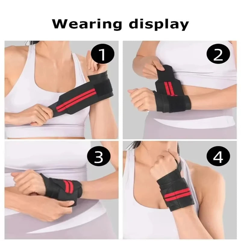 1Pair Adjustable Elastic Wrist Straps for Men And Women Powerlifting Weightlifting Bandages