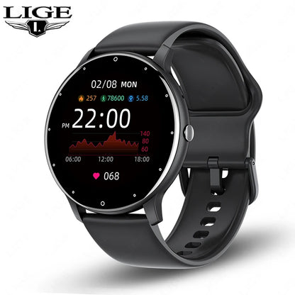 LIGE Smart Watch Women Men Full Touch Screen Bluetooth Call Smartwatch Waterproof Sports Fitness Tracker Watches for Android iOS