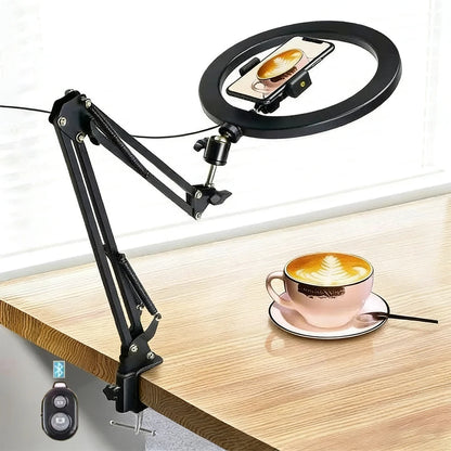 Live Stand Mobile Phone Professional Overhead Lighting Fixed Shooting Camera With Instructi Recording Video Selfie Stick