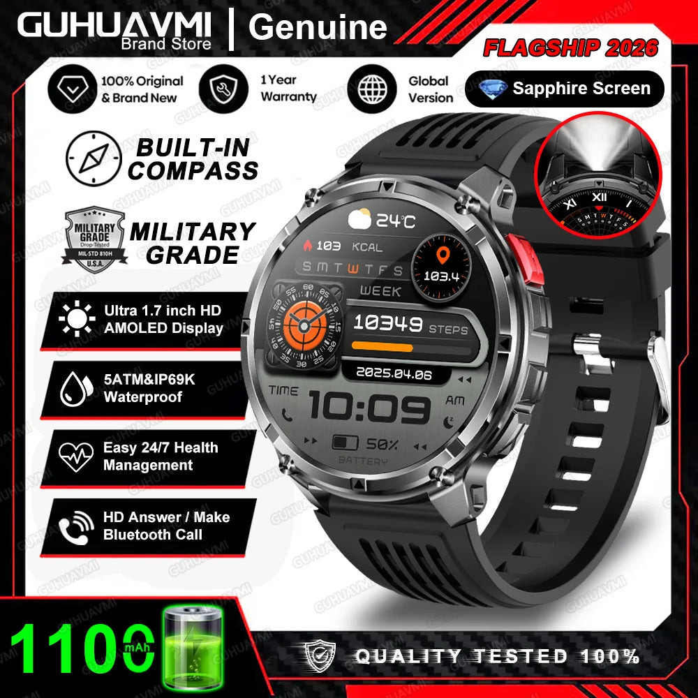 2026 New T-Rex3 Pro 1100mAh Battery Smart Watch GPS path 5ATM Waterproof Sports Run tracker Outdoors Compass Military Smartwatch