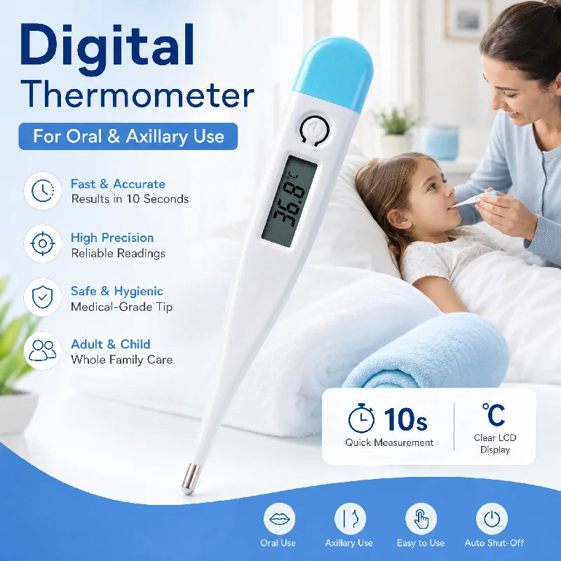 Digital Water Thermometer Accurate Oral and Armpit Temperature Reading Fever Alert Termometer Baby Bath Thermometers