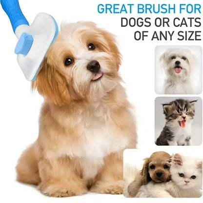 Easy-Clean Pet Grooming Brush, One-Click Hair Removal with Self-Cleaning Button – Special for Cats & Dogs, All Seasons Available