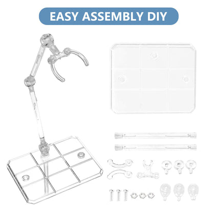 Clear Action Figure Stand,Assembly Action Figure Display Holder Base Doll Model Support Stand for HG RG SD SHF Gundam 1/144 Toy