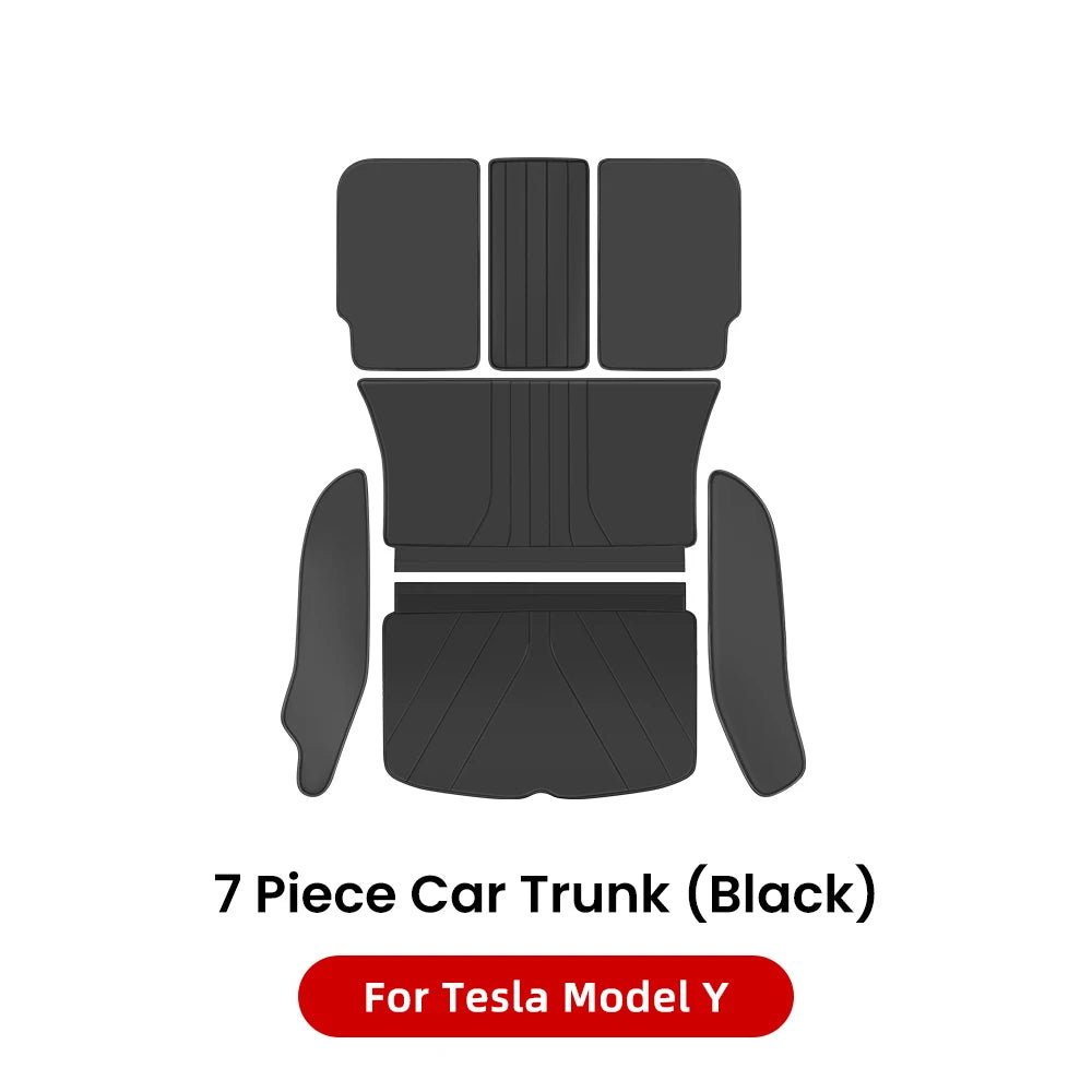 YZ For Tesla Model Y Juniper 2021-2026 Leather Trunk Mats Fully Surrounded Waterproof Non-Slip Liner Custom Floor Mat Accessorie